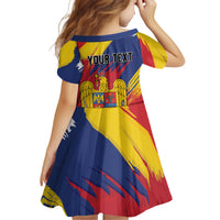Personalized Romania Flag Day Kid Short Sleeve Dress Royal Eagle Patriotic Heritage