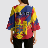 Personalized Romania Flag Day Kimono Sleeve Blouse Royal Eagle Patriotic Heritage