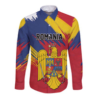 Personalized Romania Flag Day Long Sleeve Button Shirt Royal Eagle Patriotic Heritage