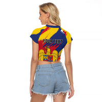 Personalized Romania Flag Day Raglan Cropped T Shirt Royal Eagle Patriotic Heritage