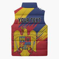 Personalized Romania Flag Day Sleeveless Puffer Jacket Royal Eagle Patriotic Heritage