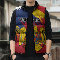 Personalized Romania Flag Day Sleeveless Puffer Jacket Royal Eagle Patriotic Heritage