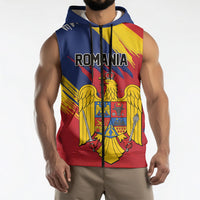 Personalized Romania Flag Day Sleeveless Zip Hoodie Royal Eagle Patriotic Heritage