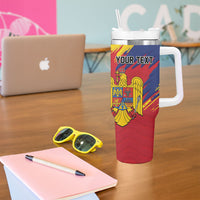 Personalized Romania Flag Day Tumbler With Handle Royal Eagle Patriotic Heritage
