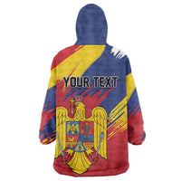 Personalized Romania Flag Day Wearable Blanket Hoodie Royal Eagle Patriotic Heritage