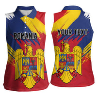Personalized Romania Flag Day Women Sleeveless Polo Shirt Royal Eagle Patriotic Heritage