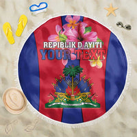 Personalized Haiti Coat Of Arms Beach Blanket With Flag Color - Wonder Print Shop