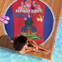 Personalized Haiti Coat Of Arms Beach Blanket With Flag Color - Wonder Print Shop