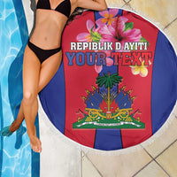 Personalized Haiti Coat Of Arms Beach Blanket With Flag Color - Wonder Print Shop