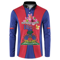 Personalized Haiti Coat Of Arms Button Sweatshirt With Flag Color - Wonder Print Shop