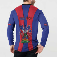 Personalized Haiti Coat Of Arms Button Sweatshirt With Flag Color - Wonder Print Shop