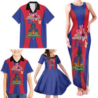 Personalized Haiti Coat Of Arms Family Matching Tank Maxi Dress and Hawaiian Shirt With Flag Color - Wonder Print Shop