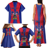 Personalized Haiti Coat Of Arms Family Matching Tank Maxi Dress and Hawaiian Shirt With Flag Color - Wonder Print Shop