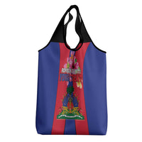 Personalized Haiti Coat Of Arms Grocery Bag With Flag Color