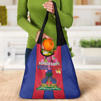 Personalized Haiti Coat Of Arms Grocery Bag With Flag Color