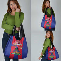 Personalized Haiti Coat Of Arms Grocery Bag With Flag Color
