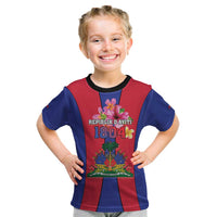Personalized Haiti Coat Of Arms Kid T Shirt With Flag Color - Wonder Print Shop