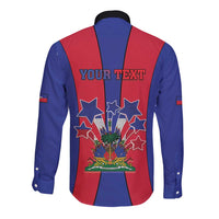Personalized Haiti Coat Of Arms Long Sleeve Button Shirt With Flag Color - Wonder Print Shop