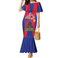 Personalized Haiti Coat Of Arms Mermaid Dress With Flag Color - Wonder Print Shop