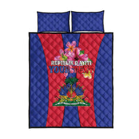 Personalized Haiti Coat Of Arms Quilt Bed Set With Flag Color - Wonder Print Shop