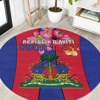 Personalized Haiti Coat Of Arms Round Carpet With Flag Color