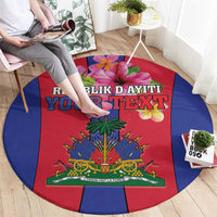 Personalized Haiti Coat Of Arms Round Carpet With Flag Color