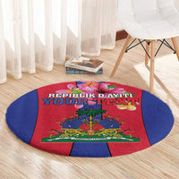 Personalized Haiti Coat Of Arms Round Carpet With Flag Color
