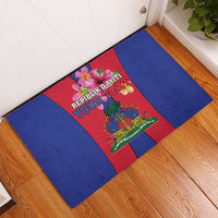 Personalized Haiti Coat Of Arms Rubber Doormat With Flag Color - Wonder Print Shop