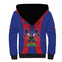 Personalized Haiti Coat Of Arms Sherpa Hoodie With Flag Color - Wonder Print Shop