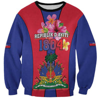 Personalized Haiti Coat Of Arms Sweatshirt With Flag Color - Wonder Print Shop