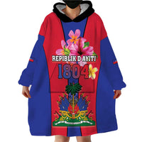 Personalized Haiti Coat Of Arms Wearable Blanket Hoodie With Flag Color - Wonder Print Shop