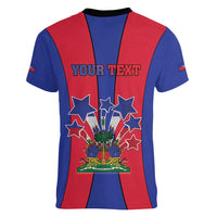 Personalized Haiti Coat Of Arms Women V-Neck T-Shirt With Flag Color - Wonder Print Shop