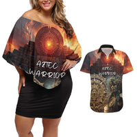 Personalized Mexican Aztec Warriors Couples Matching Off Shoulder Short Dress and Hawaiian Shirt - Wonder Print Shop