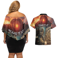 Personalized Mexican Aztec Warriors Couples Matching Off Shoulder Short Dress and Hawaiian Shirt - Wonder Print Shop