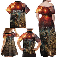Personalized Mexican Aztec Warriors Family Matching Off Shoulder Maxi Dress and Hawaiian Shirt - Wonder Print Shop