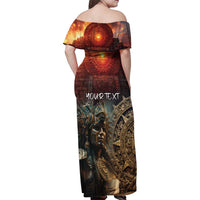 Personalized Mexican Aztec Warriors Family Matching Off Shoulder Maxi Dress and Hawaiian Shirt - Wonder Print Shop
