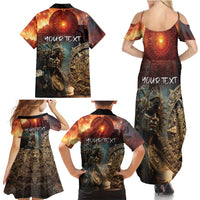 Personalized Mexican Aztec Warriors Family Matching Summer Maxi Dress and Hawaiian Shirt - Wonder Print Shop