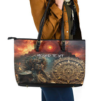 Personalized Mexican Aztec Warriors Leather Tote Bag - Wonder Print Shop