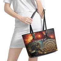 Personalized Mexican Aztec Warriors Leather Tote Bag - Wonder Print Shop