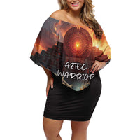 Personalized Mexican Aztec Warriors Off Shoulder Short Dress - Wonder Print Shop