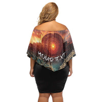 Personalized Mexican Aztec Warriors Off Shoulder Short Dress - Wonder Print Shop