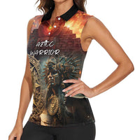 Personalized Mexican Aztec Warriors Women Sleeveless Polo Shirt - Wonder Print Shop