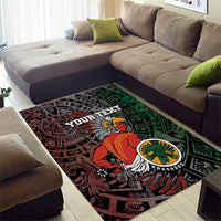 Personalized Mexican Tribal Aztec Warriors Area Rug Aztec Sun God - Wonder Print Shop