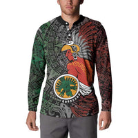 Personalized Mexican Tribal Aztec Warriors Button Sweatshirt Aztec Sun God - Wonder Print Shop
