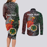 Personalized Mexican Tribal Aztec Warriors Couples Matching Long Sleeve Bodycon Dress and Long Sleeve Button Shirt Aztec Sun God - Wonder Print Shop