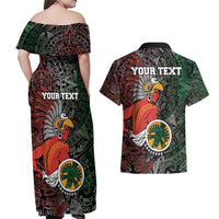 Personalized Mexican Tribal Aztec Warriors Couples Matching Off Shoulder Maxi Dress and Hawaiian Shirt Aztec Sun God - Wonder Print Shop