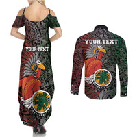 Personalized Mexican Tribal Aztec Warriors Couples Matching Summer Maxi Dress and Long Sleeve Button Shirt Aztec Sun God - Wonder Print Shop