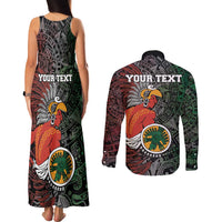 Personalized Mexican Tribal Aztec Warriors Couples Matching Tank Maxi Dress and Long Sleeve Button Shirt Aztec Sun God - Wonder Print Shop