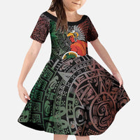 Personalized Mexican Tribal Aztec Warriors Family Matching Off Shoulder Maxi Dress and Hawaiian Shirt Aztec Sun God - Wonder Print Shop