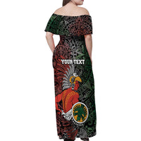Personalized Mexican Tribal Aztec Warriors Family Matching Off Shoulder Maxi Dress and Hawaiian Shirt Aztec Sun God - Wonder Print Shop